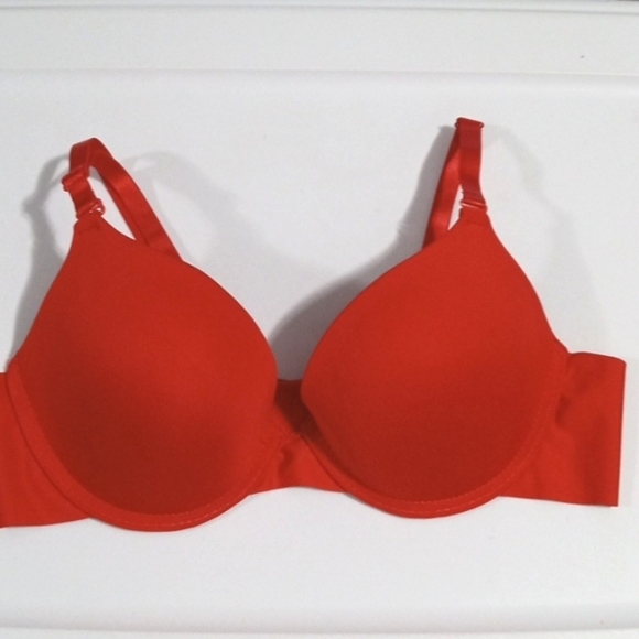YMI INTIMATES RED SATIN STRAP PLUNGE V-NECK UNDERWIRE PUSH UP BRA SIZE 36B NWOT - Picture 3 of 7